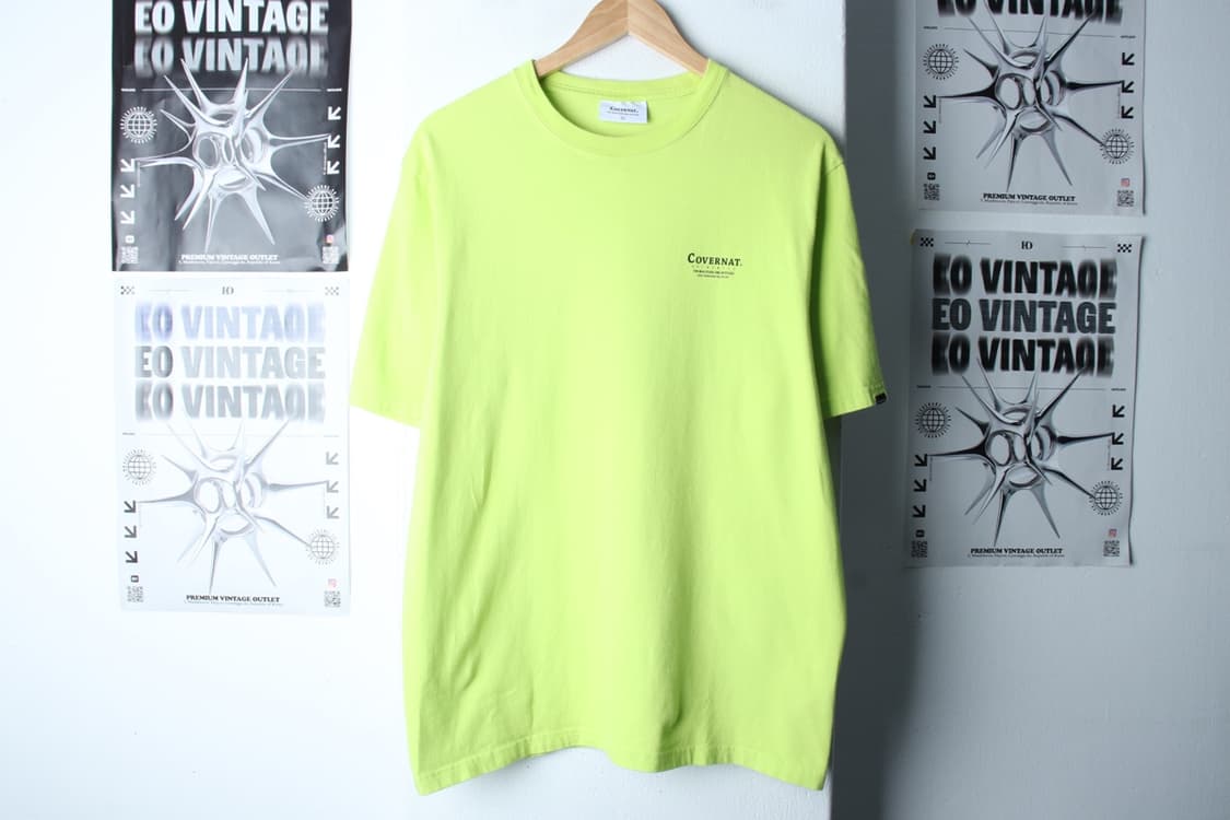 (L-XL) 커버낫 반팔 티셔츠 형광그린 백로고 올드스쿨-7B5E 상품이미지2
