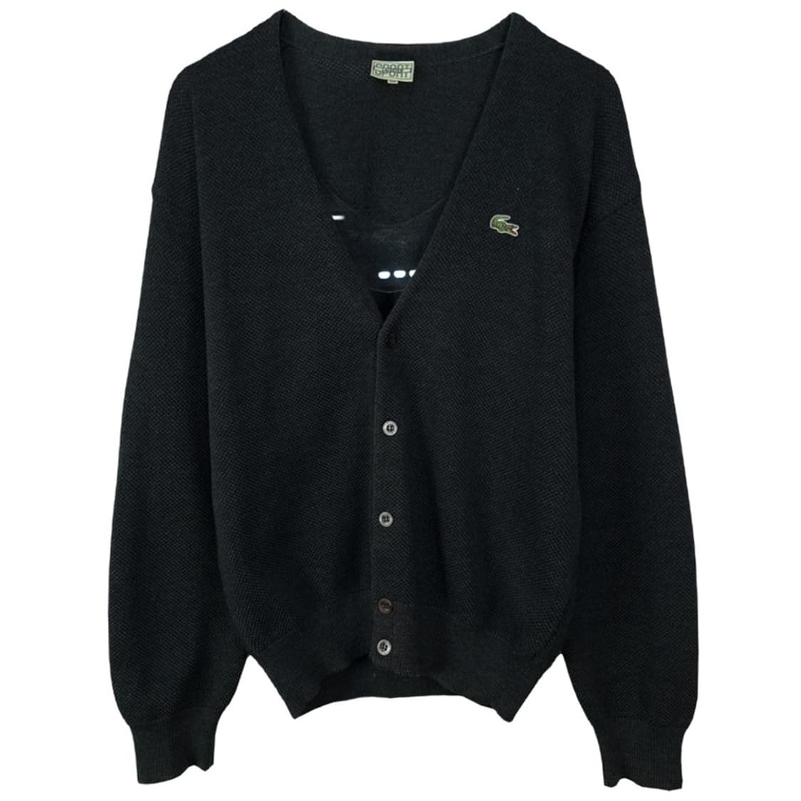 [라코스테] 로고 패치 브이넥 니트 가디건 챠콜 M19254 상품이미지2