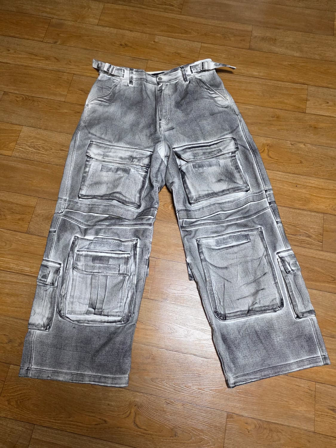 프로젝트gr 페인티드 와이드 데님 카고 더티 화이트 상품이미지1