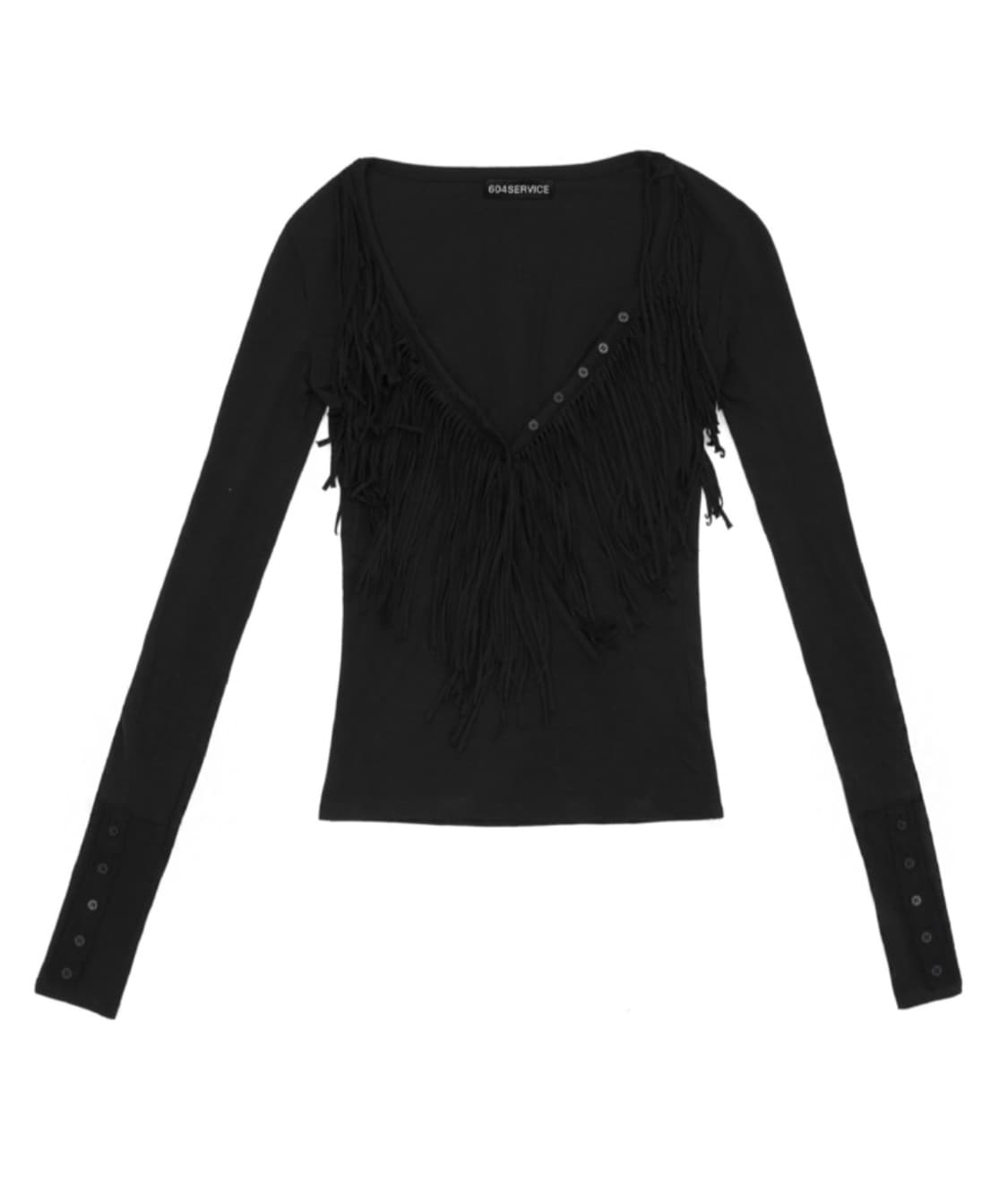 604 FRINGED BUTTON SLIM TEE  상품이미지1