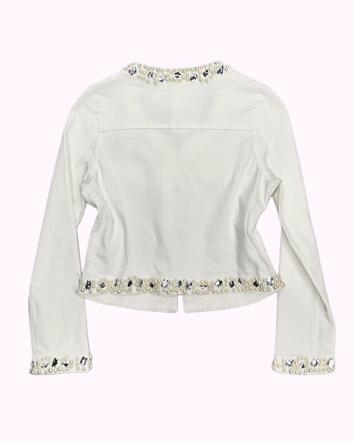 DURAS pearl bids white crop jacket 상품이미지5