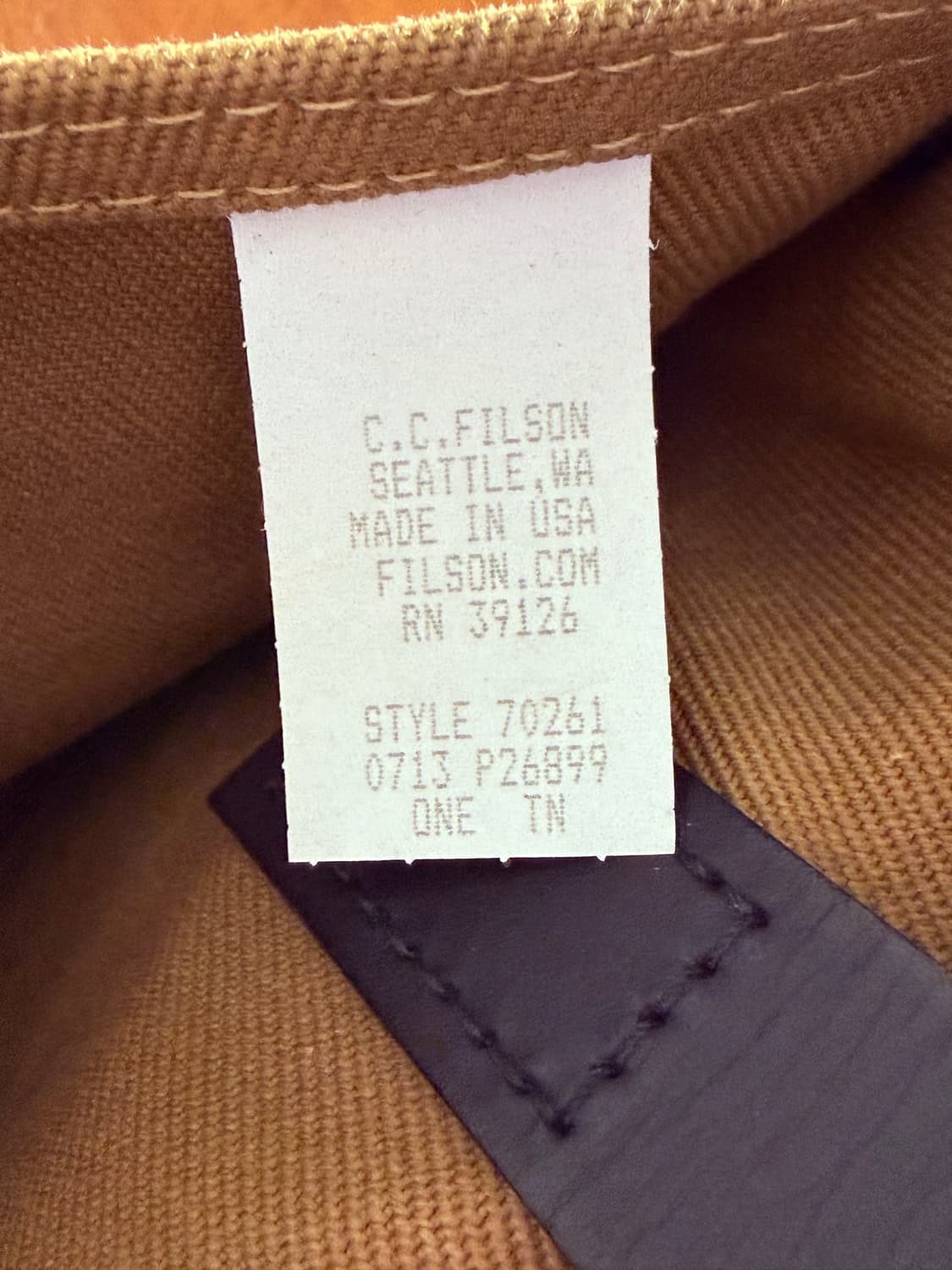 Filson 70261 Zip Tote Tan USA w/ Tags 상품이미지10