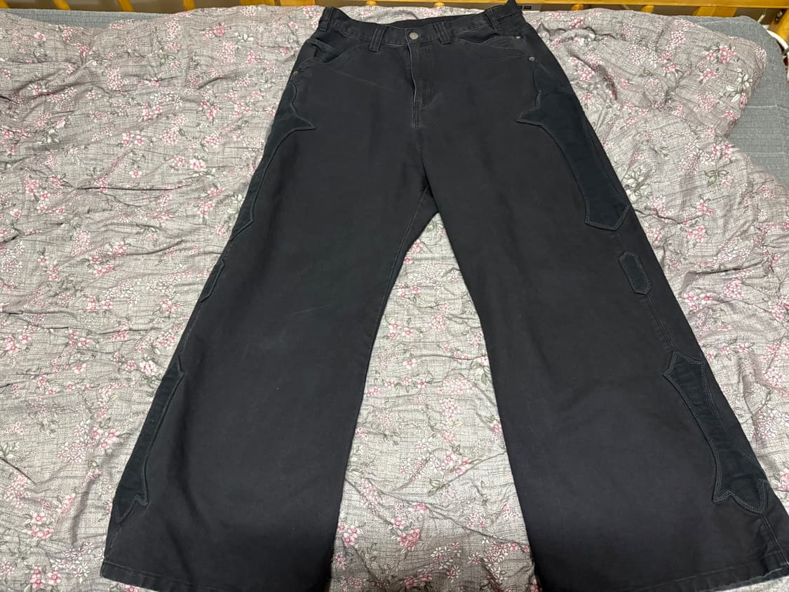 3) 폴리테루 플뢰르 팬츠 워시드 블랙 판매해요. 상품이미지1