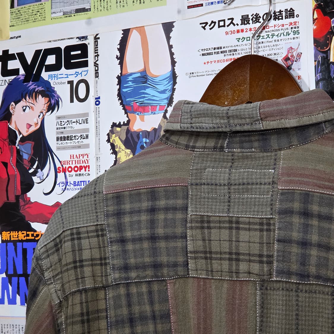 JPN 패치워크 카키 브라운 체크 코튼 셔츠 상품이미지7