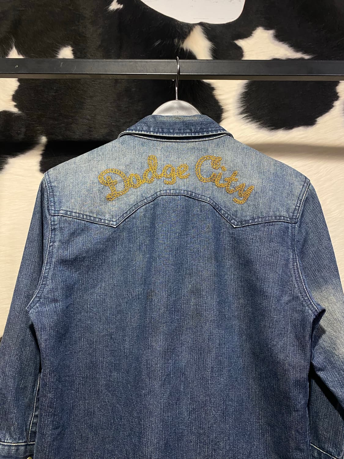 Japanese vtg 자수 디테일 워싱 웨스턴 데님셔츠 상품이미지6