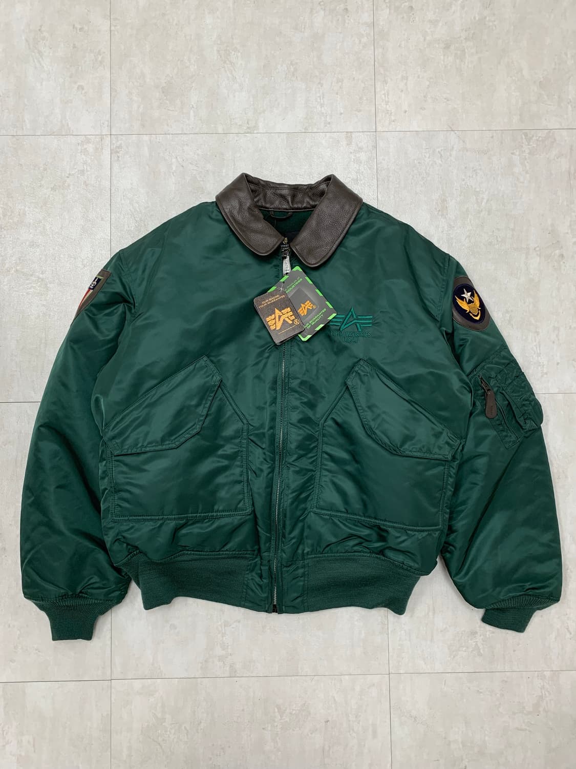 알파인더스트리 cwu  청록 가죽 봄버자켓#729 상품이미지1