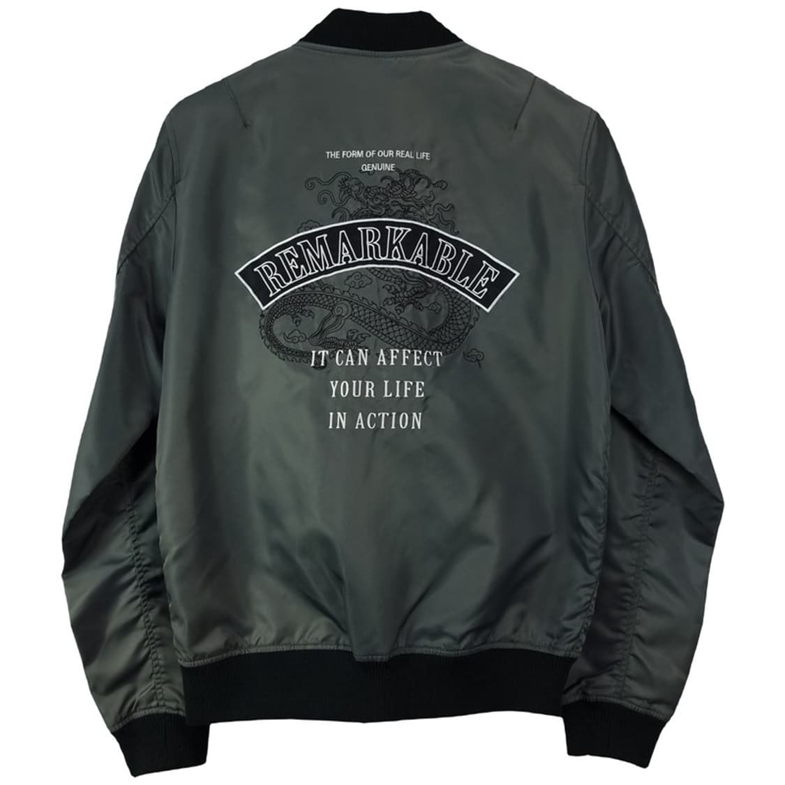 [에비수] 드래곤 용 자수 수베니어 봄버 스카쟌 자켓 챠콜 M19935 상품이미지3