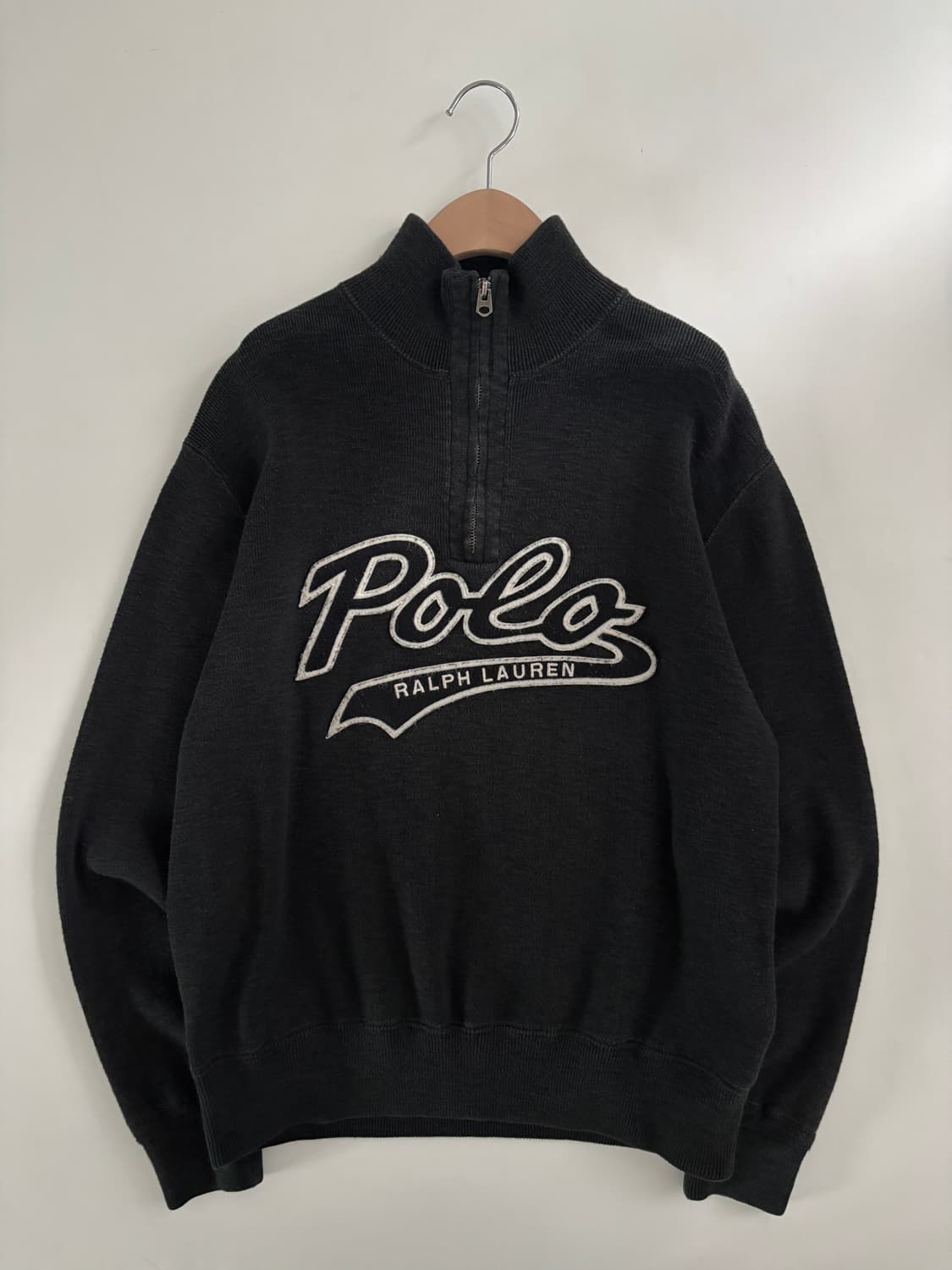Polo 폴로 랄프로렌 신형 차콜컬러 엠브로이드로고 반집업 니트 상품이미지4