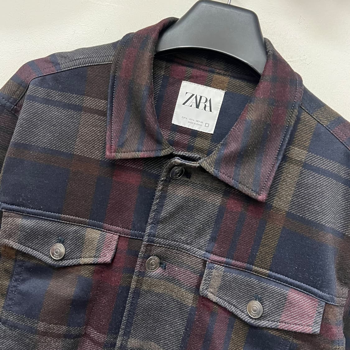 ZARA 자라 타탄체크 트러커 자켓 L 상품이미지3