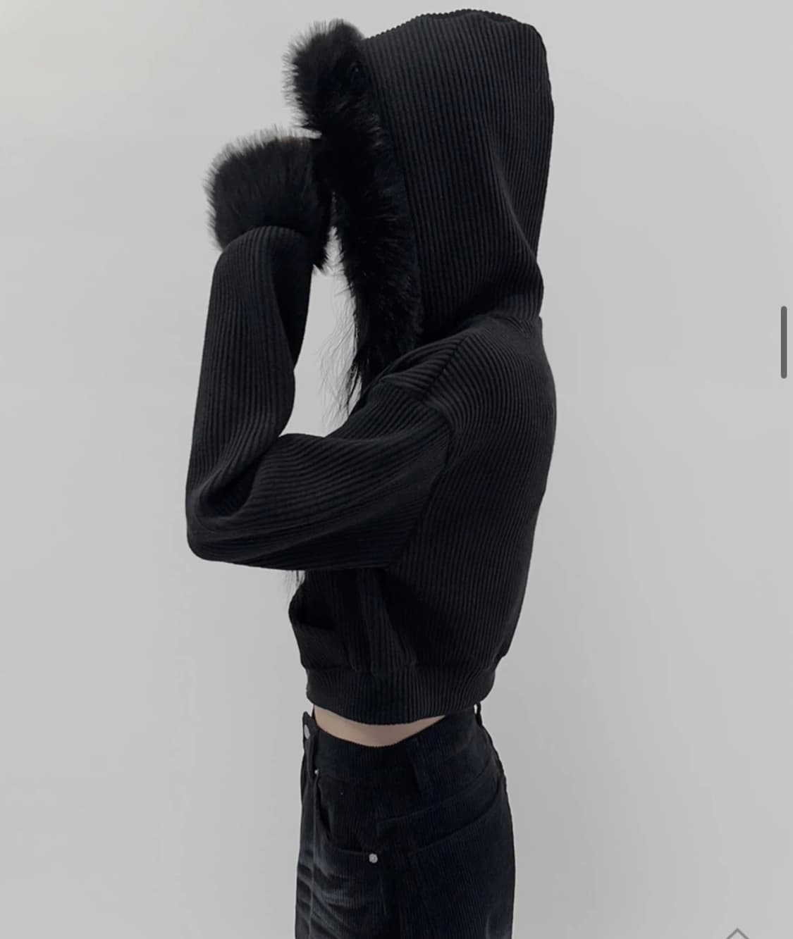 므넴 샤킨 퍼 골지 후드집업 상품이미지2