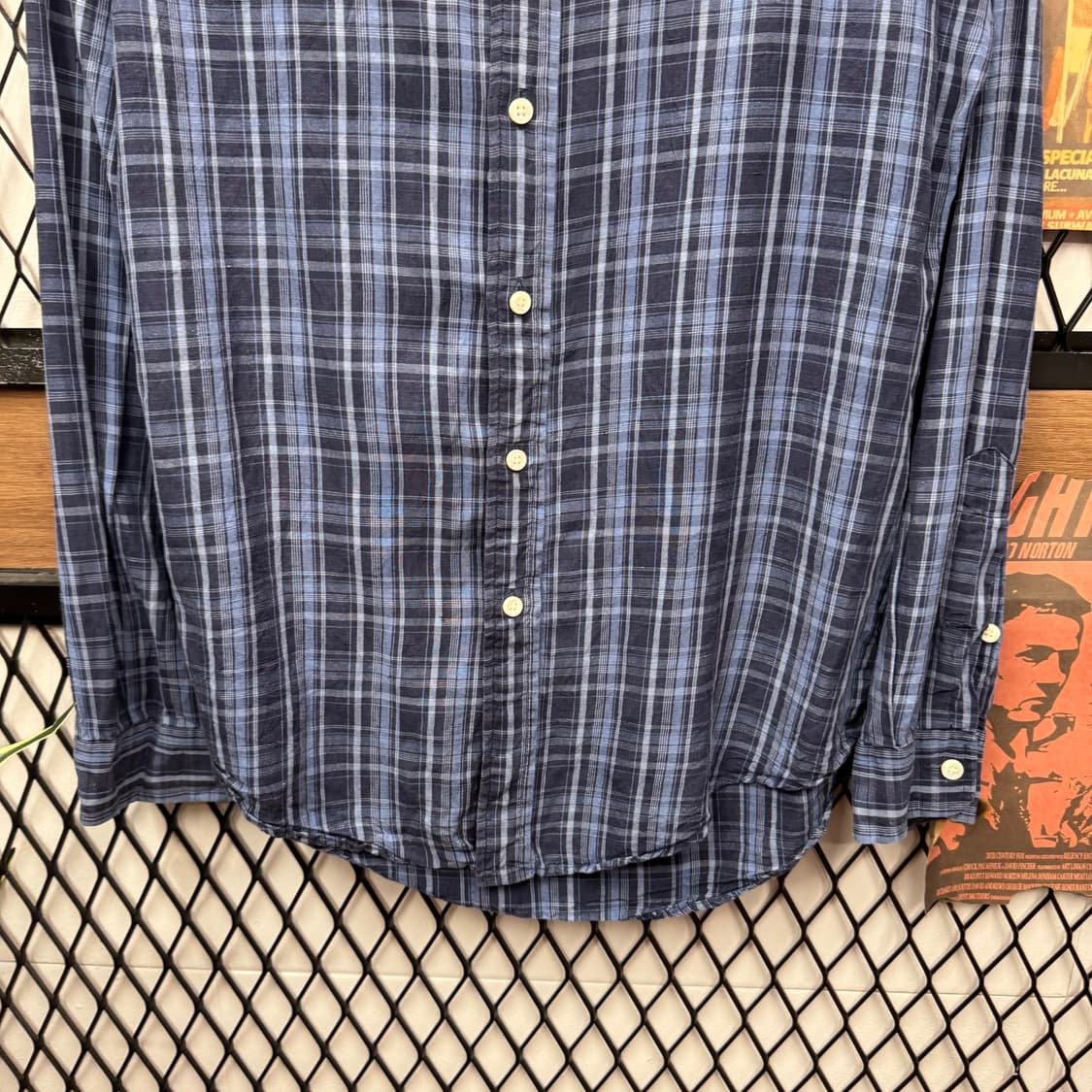 폴로 랄프로렌 긴팔 체크 셔츠 네이비 포니 로고 포인트 딥블루 상품이미지4