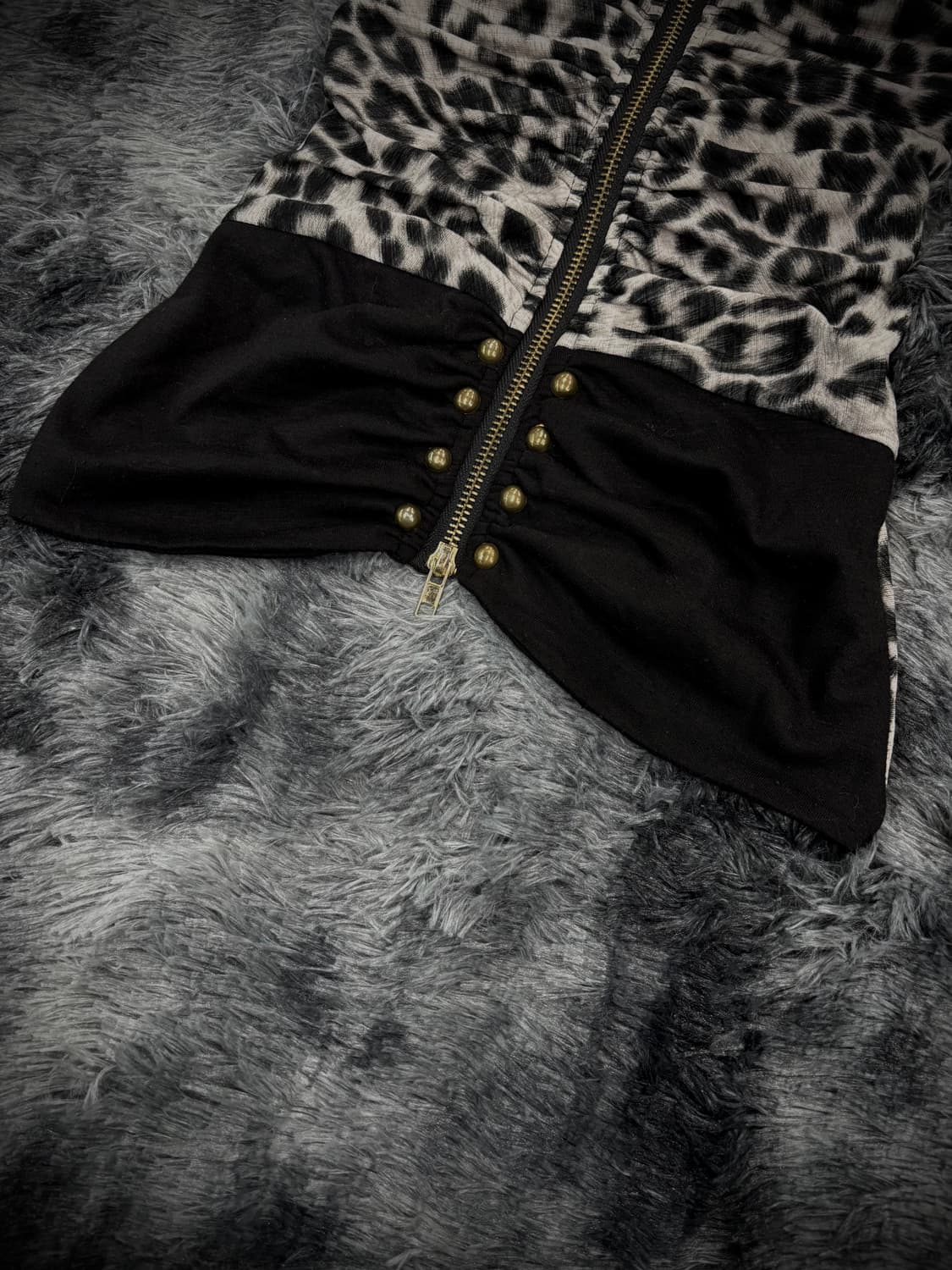 레오파드 코르셋 백컷 집업 탑 상품이미지3