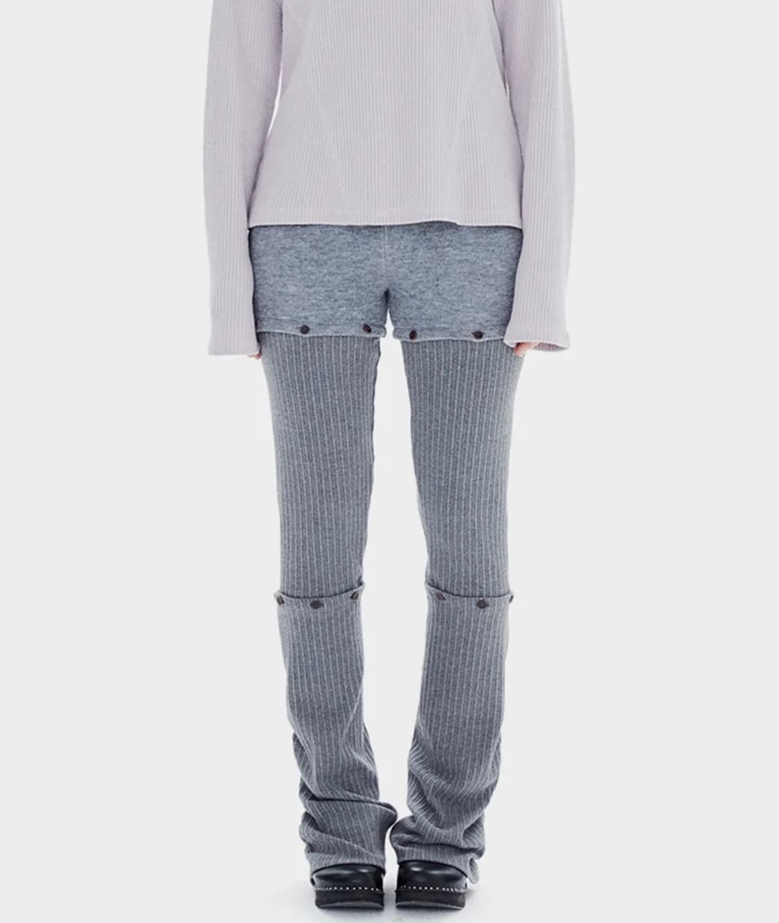 할로미늄 쓰리 파츠 개더 레깅스 / 그레이 상품이미지1