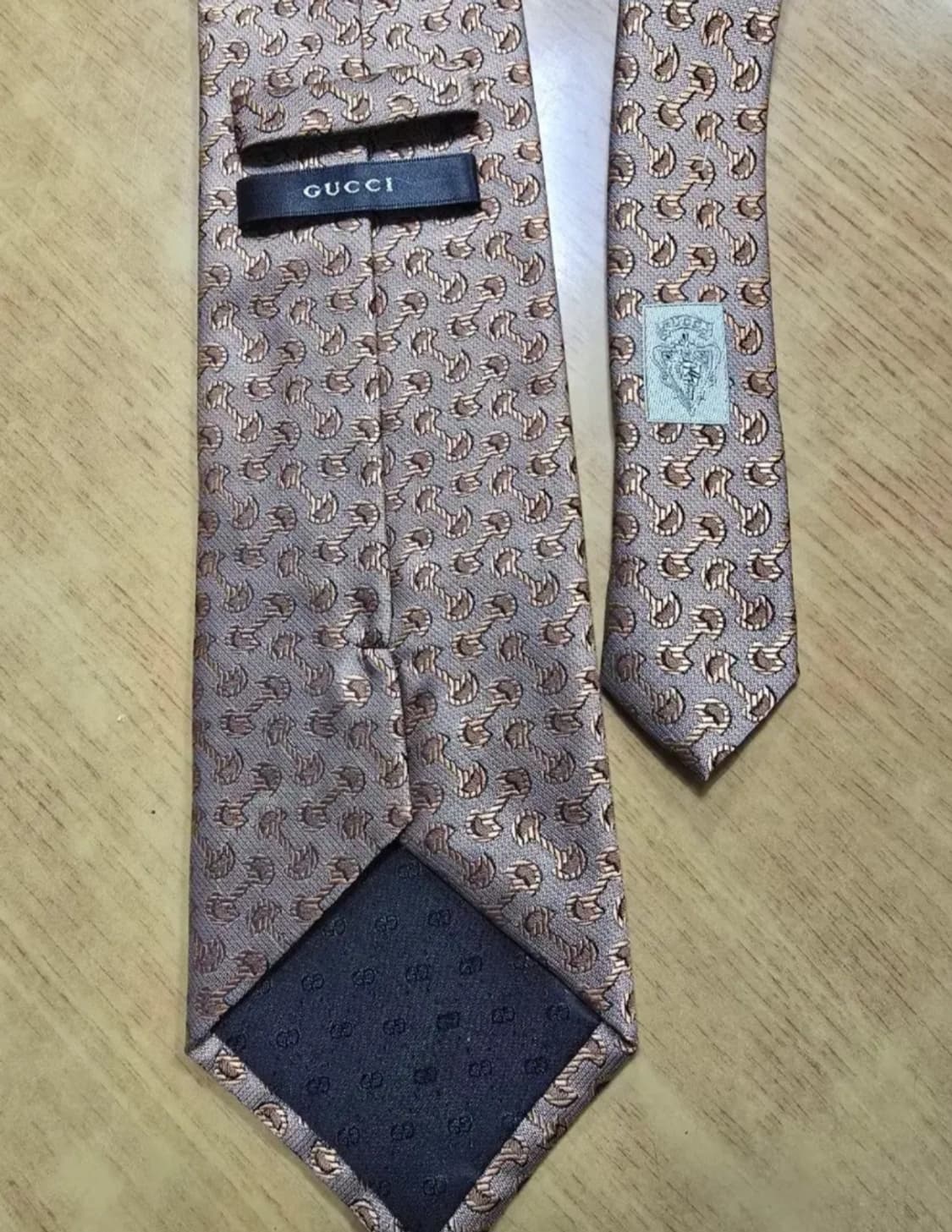 구찌 실크 남성 넥타이 브라운 패턴 상품이미지2