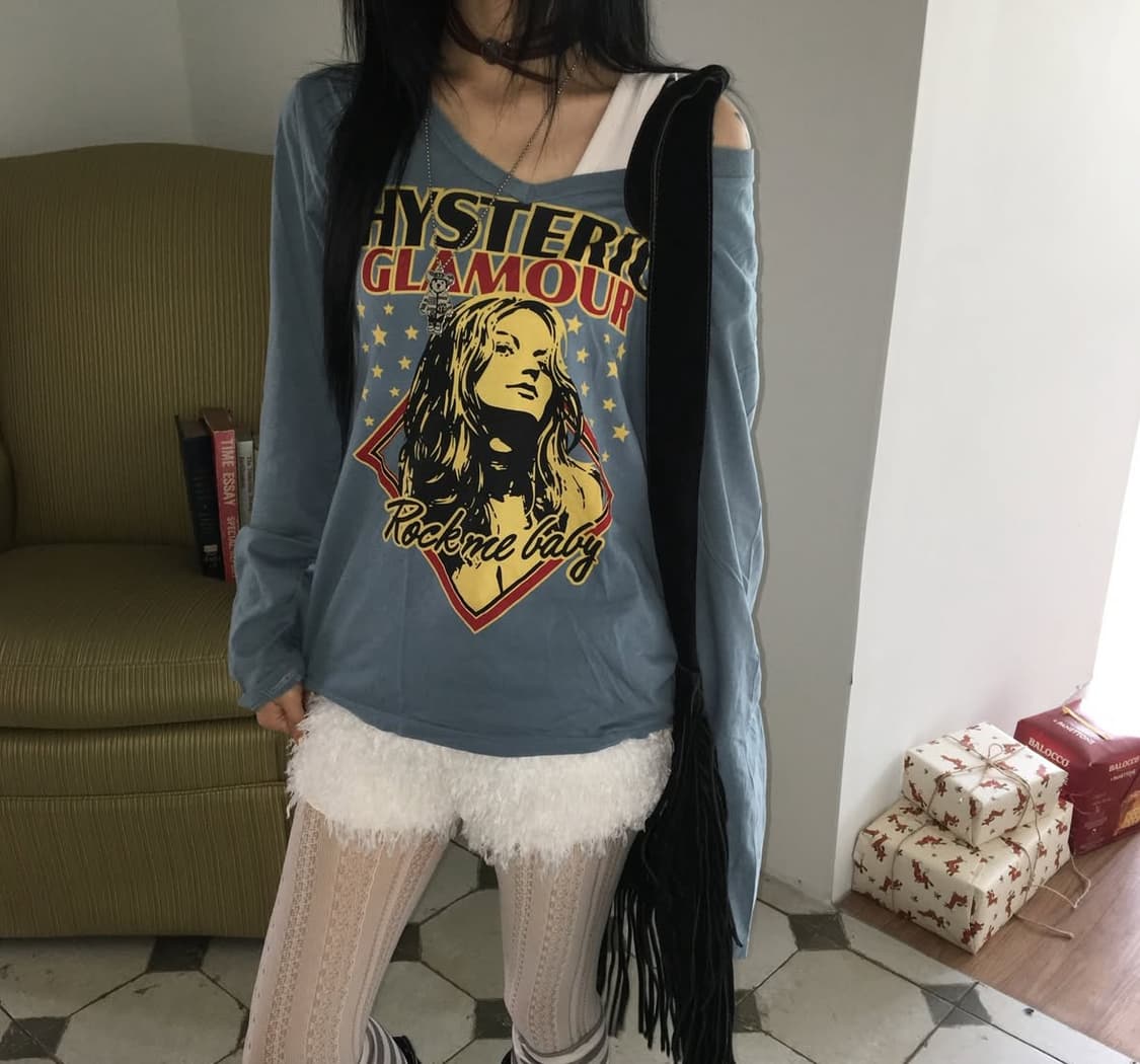 히스테릭 글래머 소라색 롱슬리브 히스테릭글래머 긴팔 티셔츠 상품이미지1