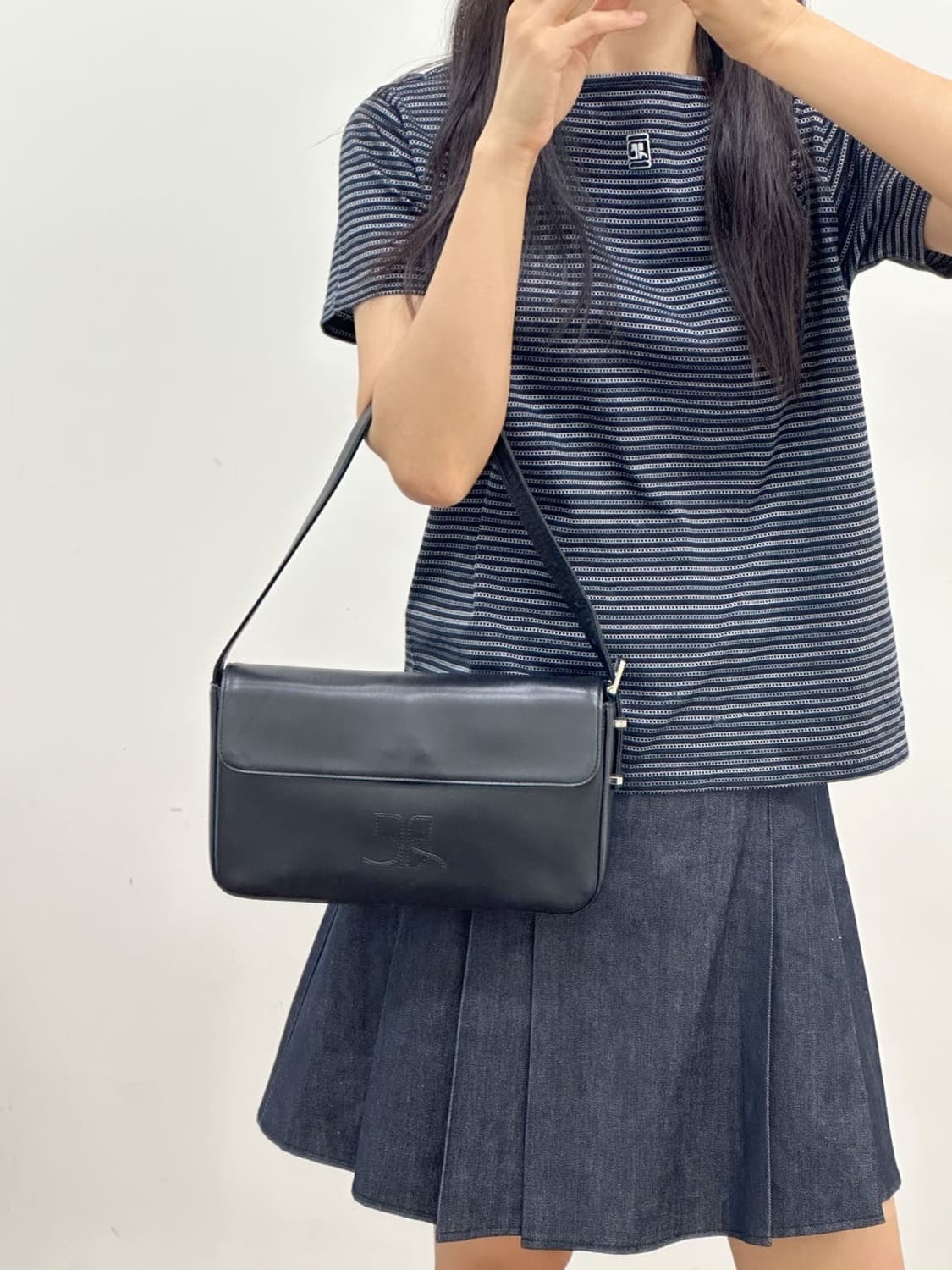 courreges / 꾸레쥬 스트라이프 스퀘어넥 반팔 티셔츠  상품이미지10