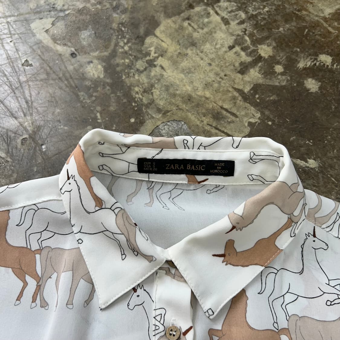 S) ZARA 자라 유니콘 쉬폰 블라우스 남방 셔츠 상품이미지3