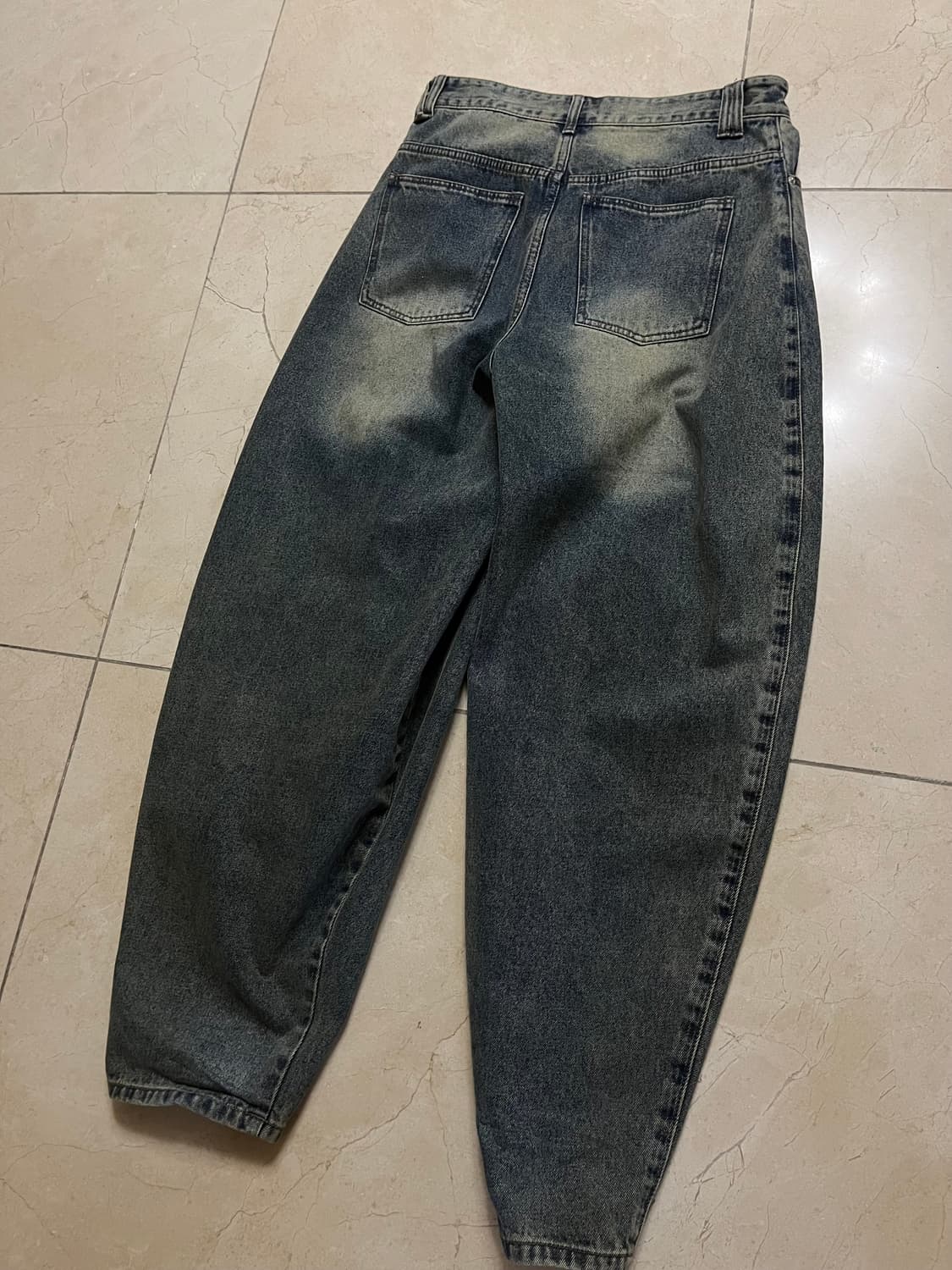 워싱 데님 벌룬 팬츠 (배기진 , 커브드핏 팬츠) 상품이미지5