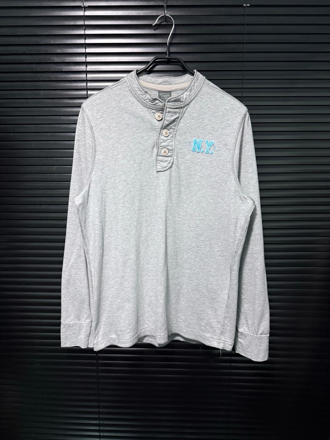 아베크롬비 긴팔 티셔츠 롱슬리브리스 회색 그레이 민트 하늘색 L 100 상품이미지3