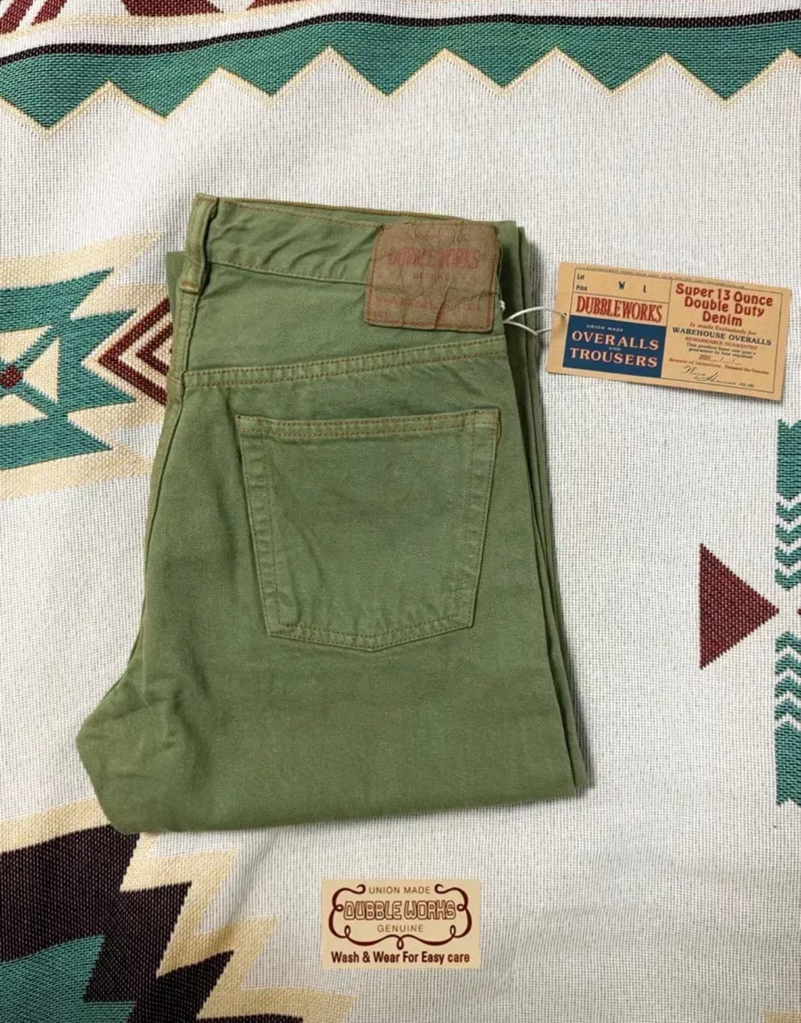 웨어하우스 더블웍스 올리브 그림 셀비지 데님 진 청바지 w30 상품이미지2