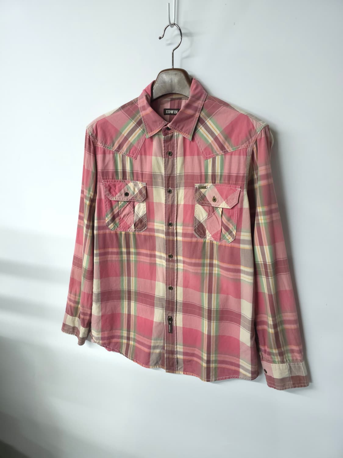 에드윈 남성 핑크체크 셔츠 100 상품이미지1