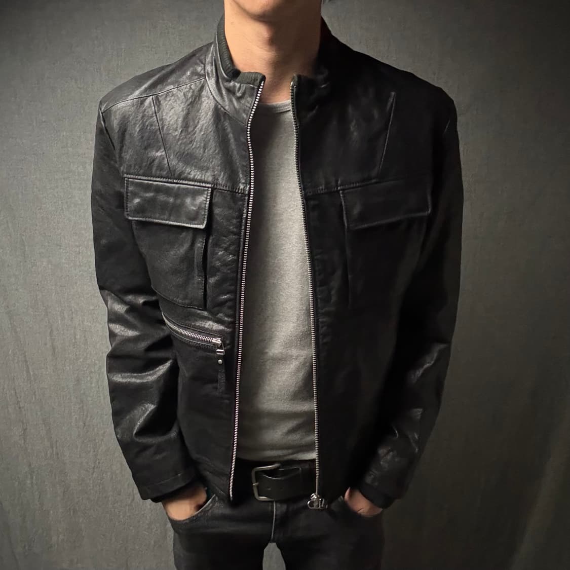 lamb skin pocket leather jacket 상품이미지4