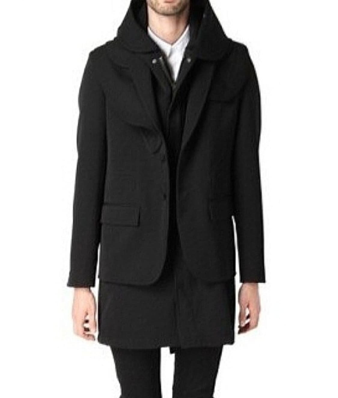 [S]맨즈온 지방시 모티브 레이어드 코트 블랙 상품이미지10