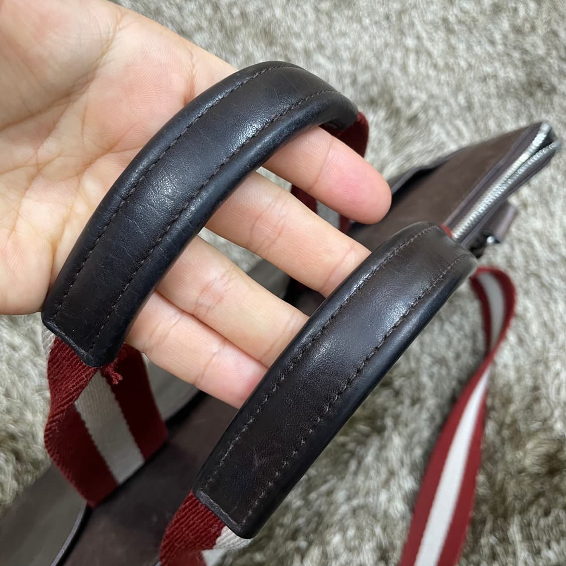발리 Bally 브라운 레더 서류가방 토트 크로스백 상품이미지4
