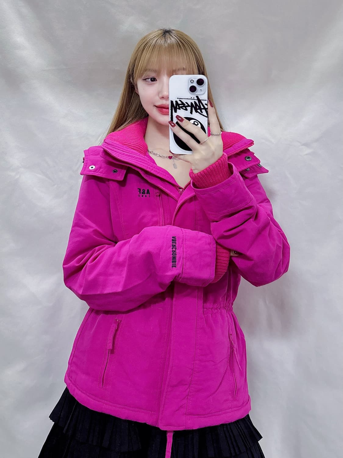 아베크롬비 딥핑크 자수로고 후디 자켓  상품이미지2