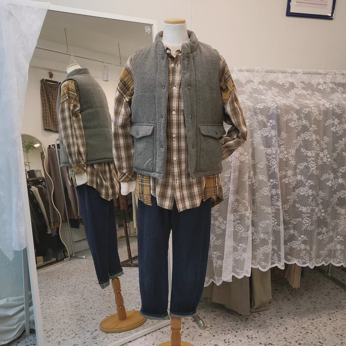 Coen 그레이 모직 패딩베스트 상품이미지2