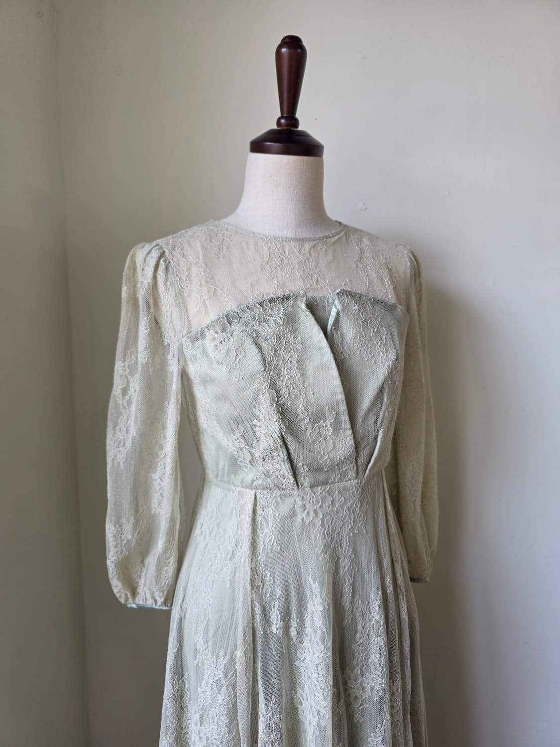 민트 레이스 시스루 롱 원피스 상품이미지2