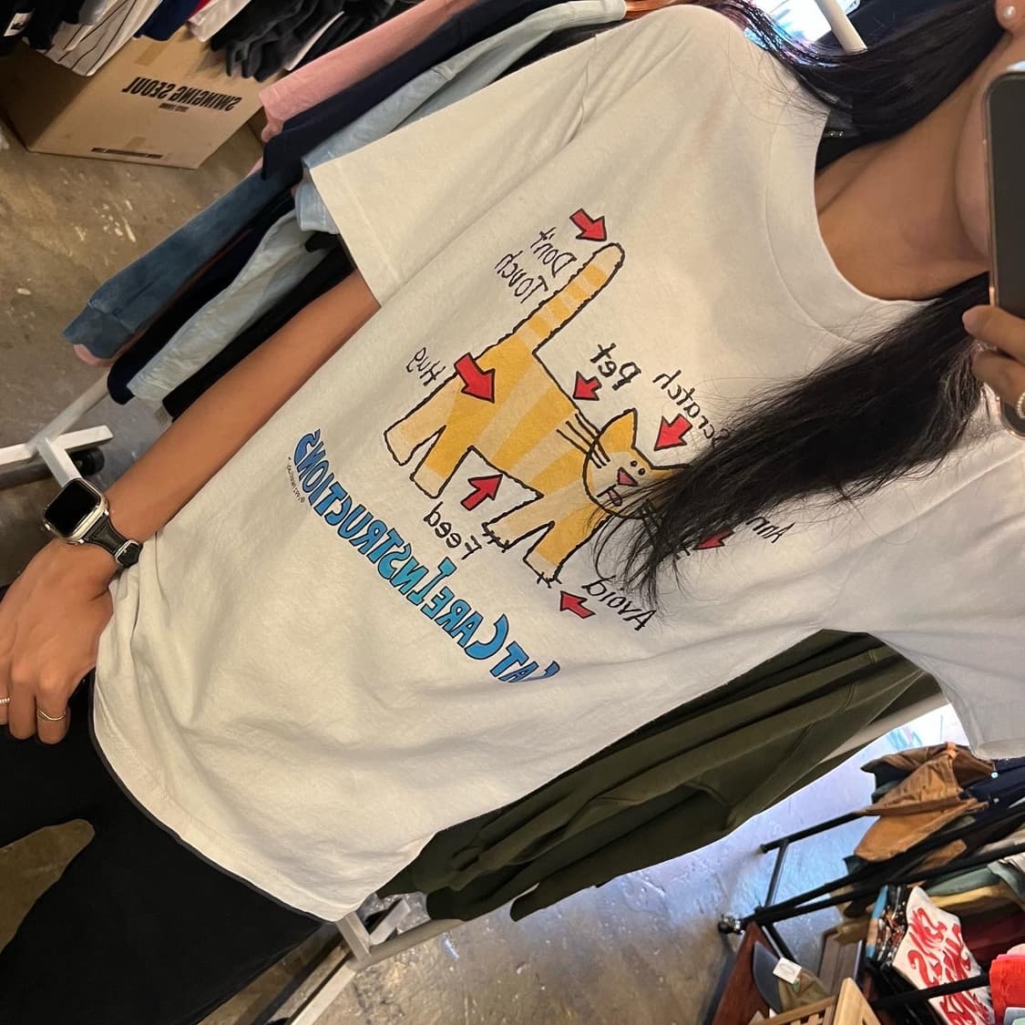 Vintage cat print T-shirt 상품이미지10