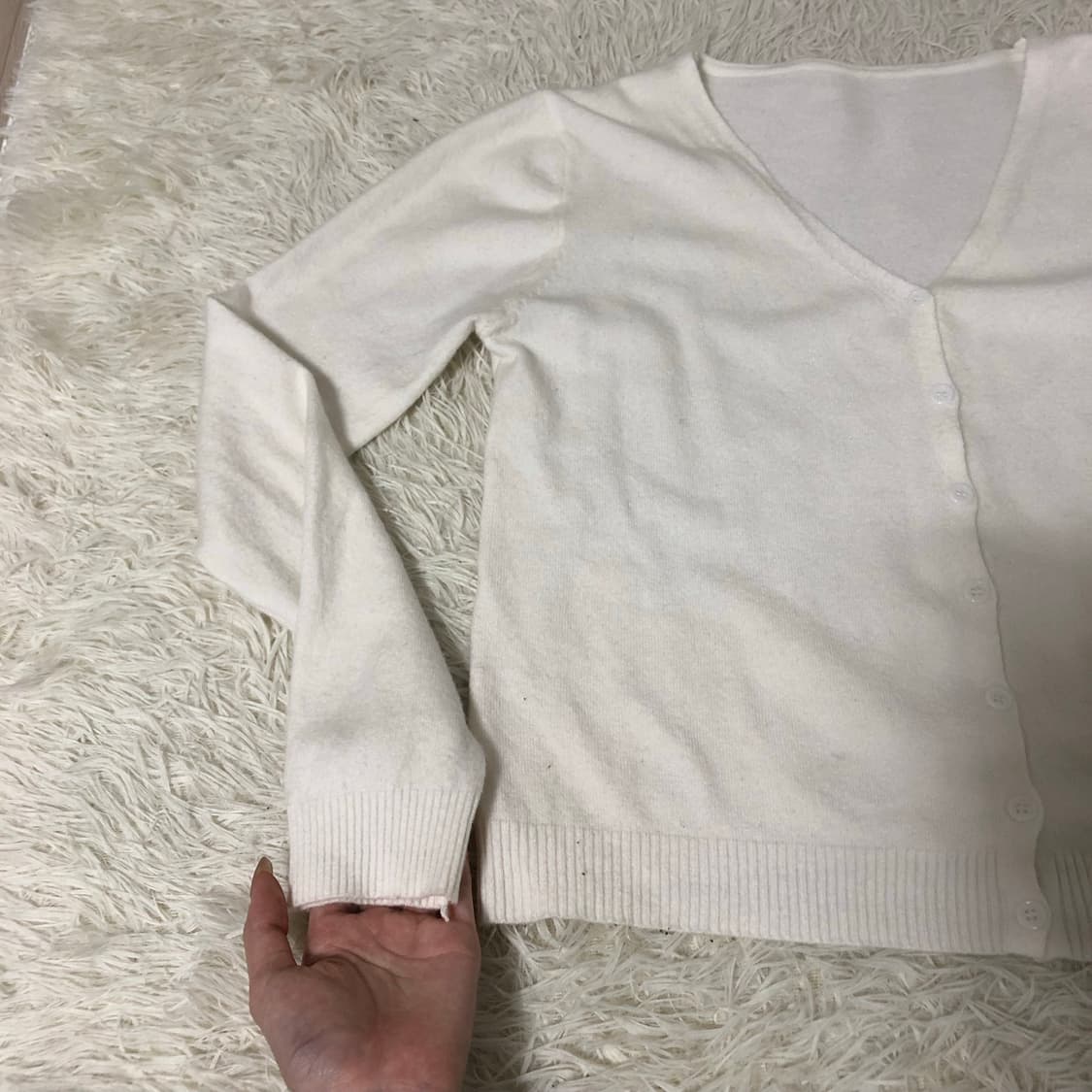 빈티지 화이트 기본 가디건 상품이미지3