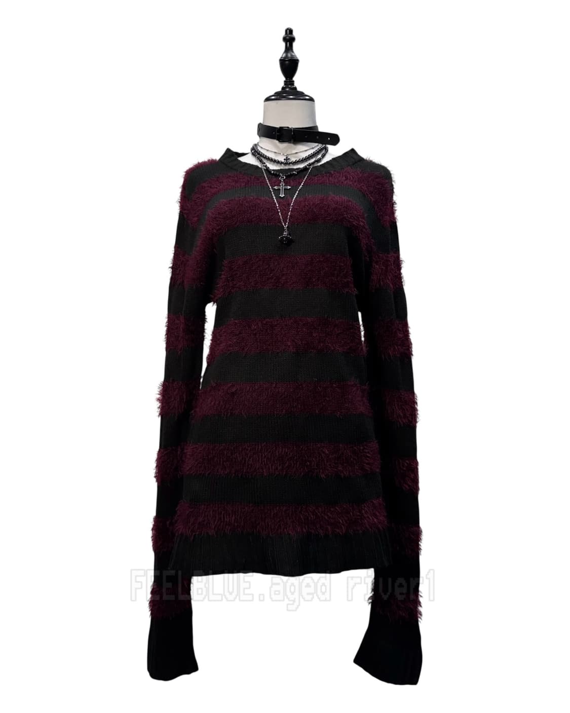 Burgundy & Black Stripe Knit 상품이미지5
