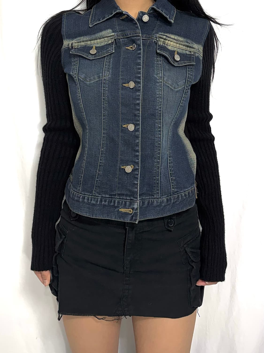 Denim knit shirt jacket 상품이미지4