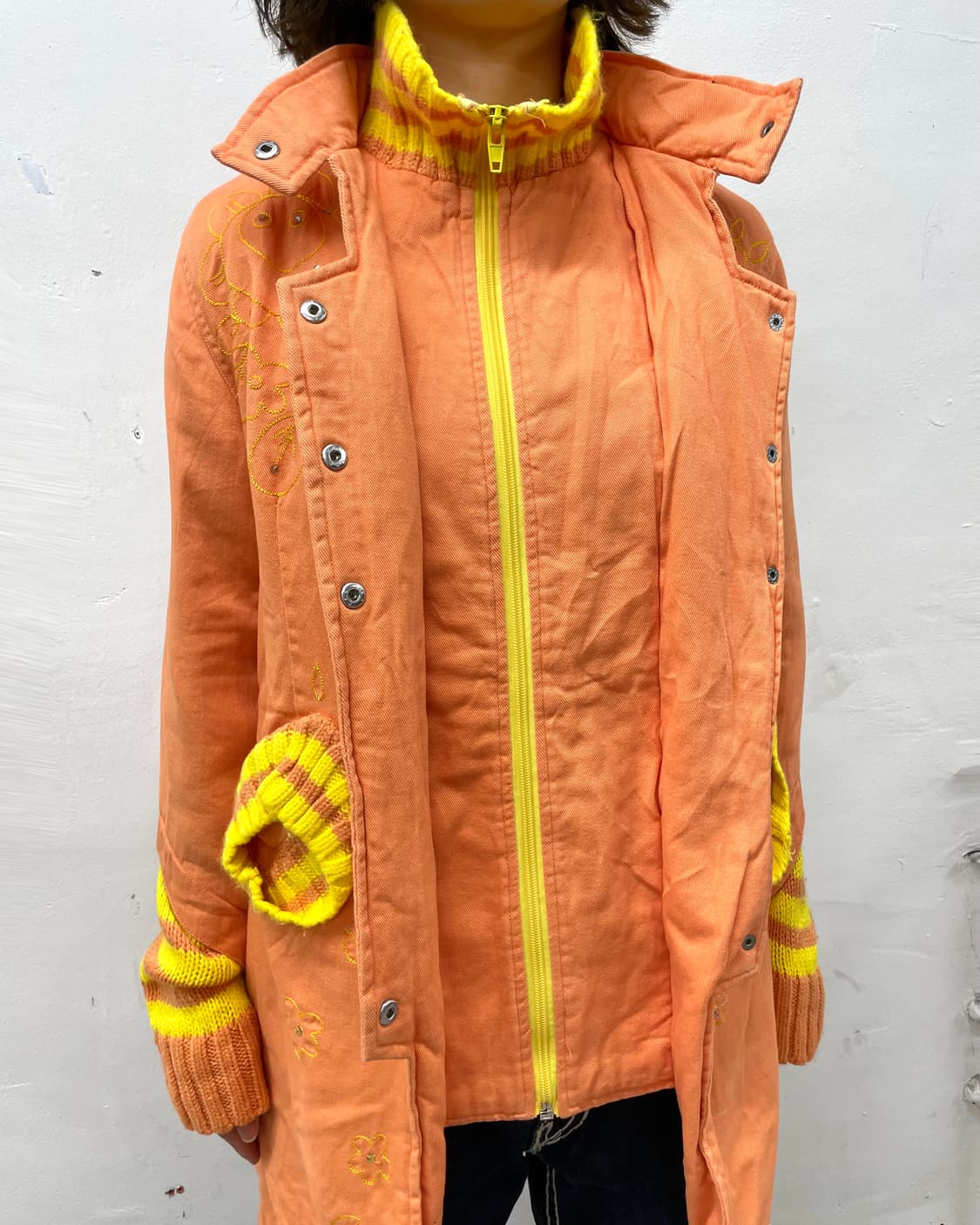 orange knitwear  long jacket 상품이미지5