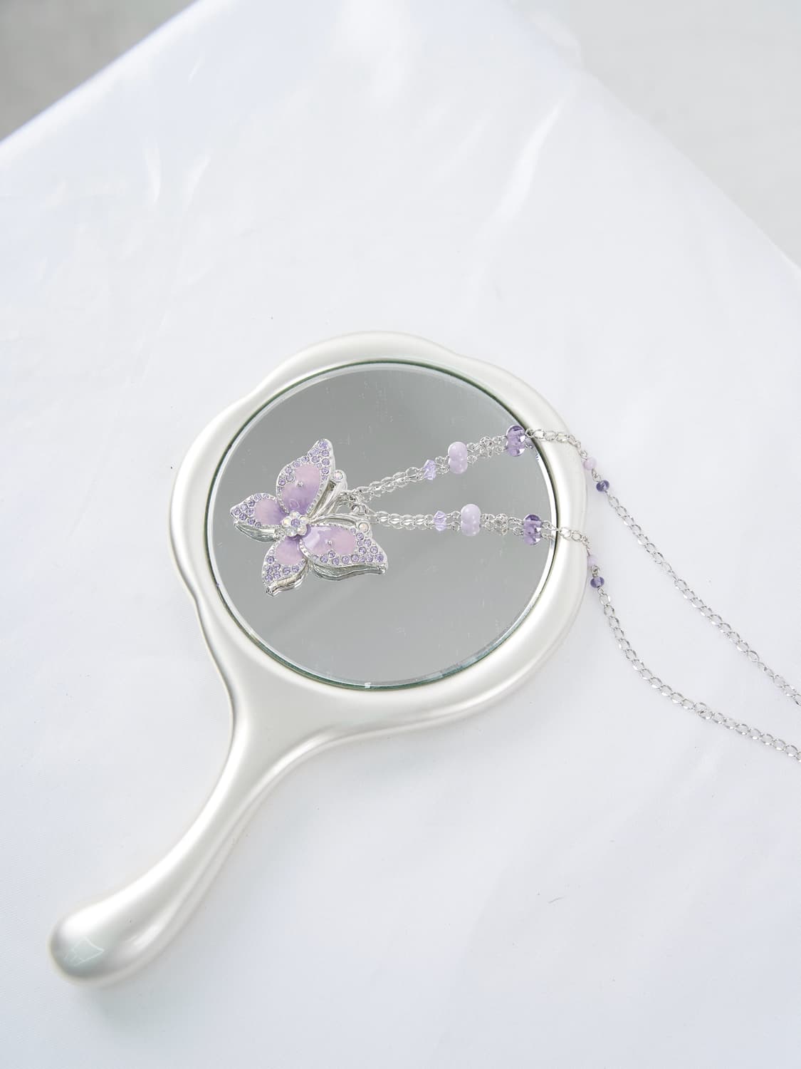 Anna Sui 빅 팬턴트 핑크 버터플라이 롱 체인 목걸이 상품이미지2
