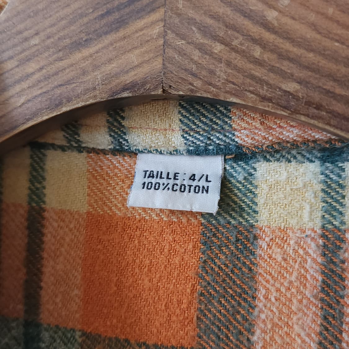 90s 아메리칸 빈티지 체크셔츠 헤비 플란넬 워크셔츠 오렌지 헤어리 L 상품이미지5