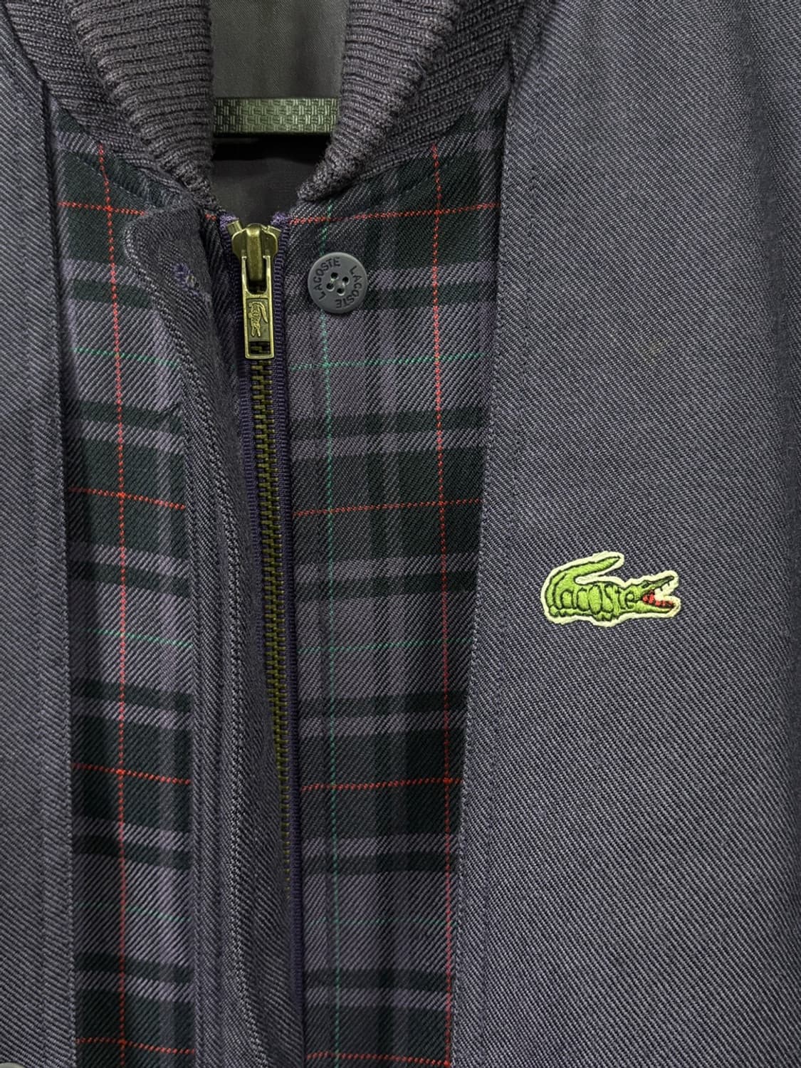 90s 빈티지 라코스테 체크 패턴 블루종 자켓 상품이미지5