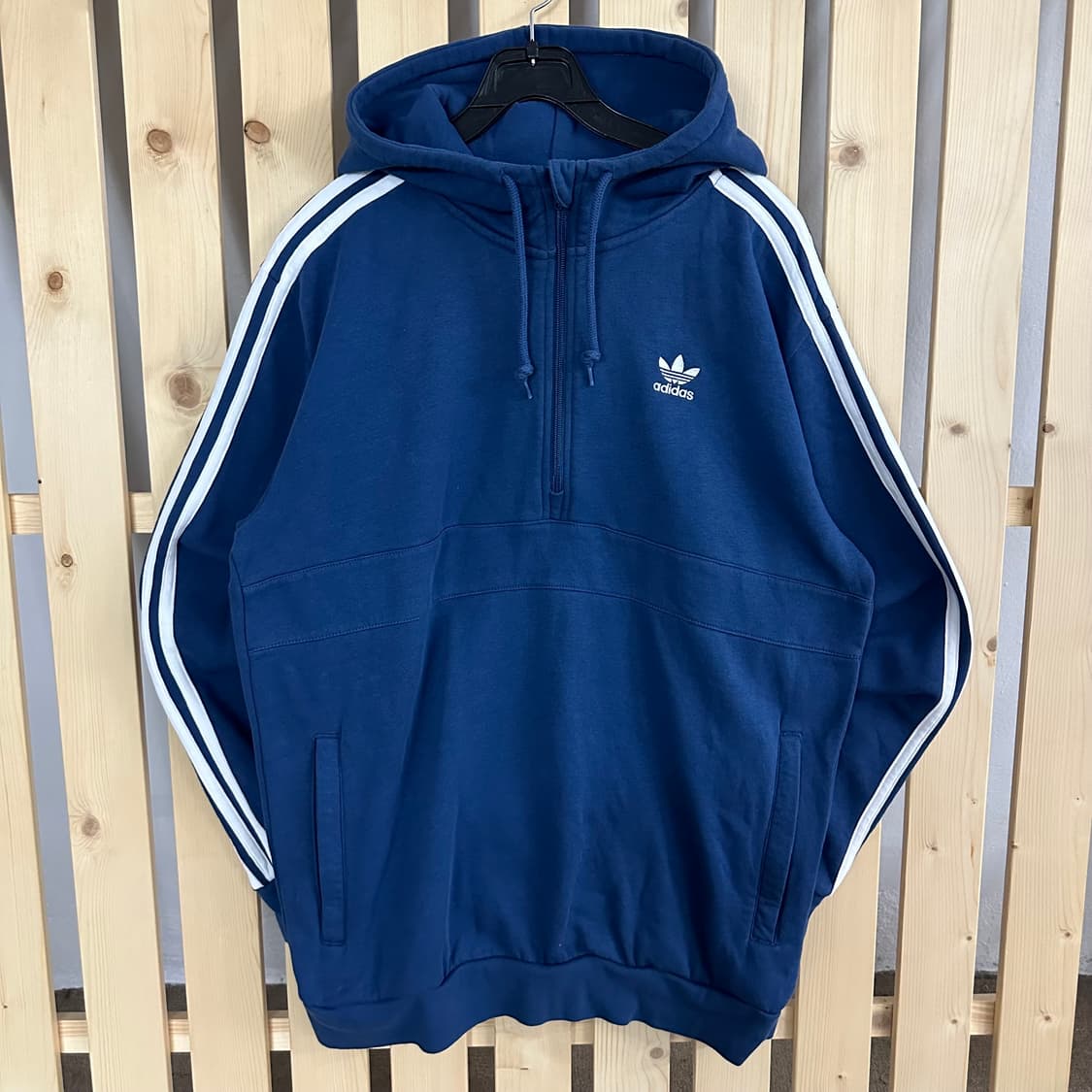 (L) 아디다스 블루 반집업 후드티 상품이미지1