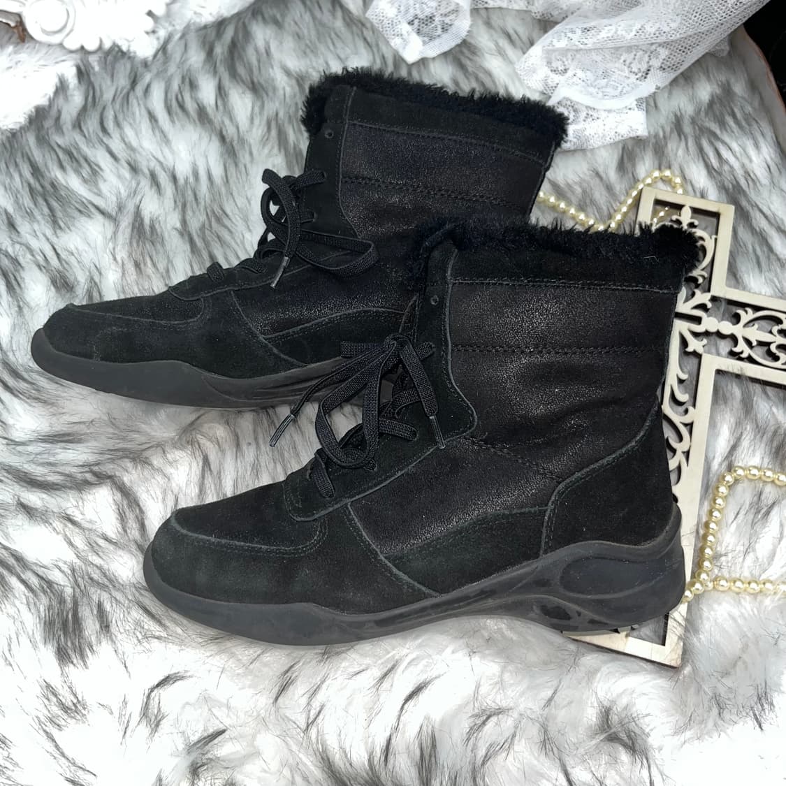 빈티지 블랙 퍼숏부츠 상품이미지1