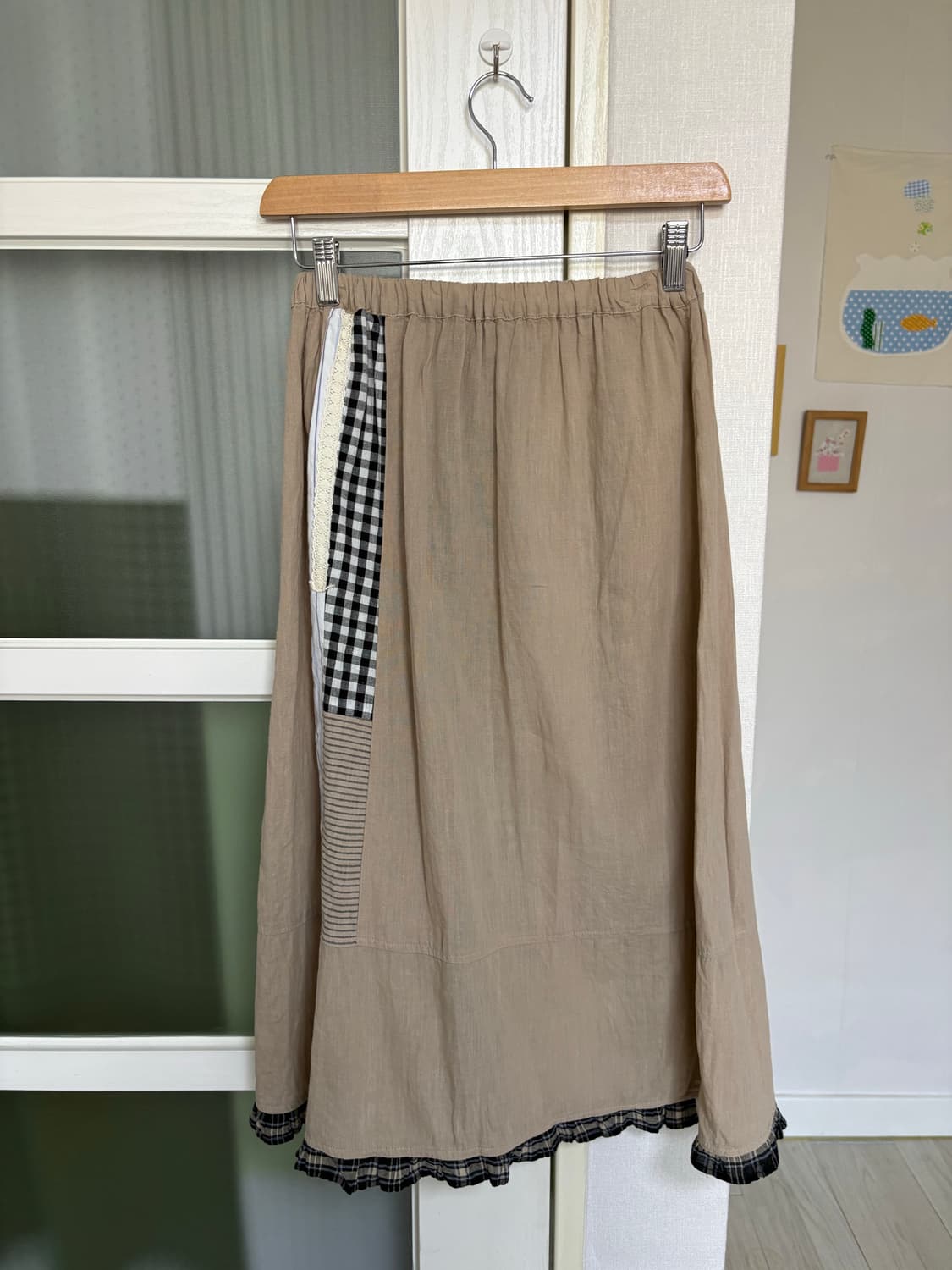 베이지 패치 프릴 스커트 상품이미지5