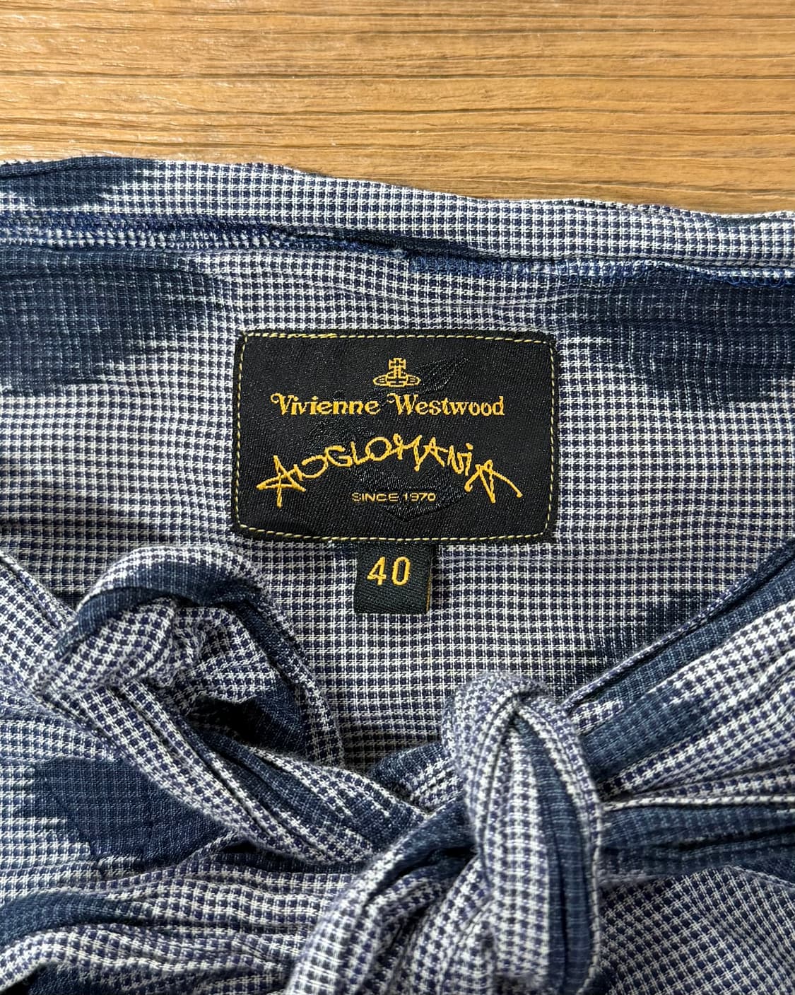 비비안웨스트우드 그레이 네이비 패턴 코튼 셔링 리본 스커트 상품이미지7