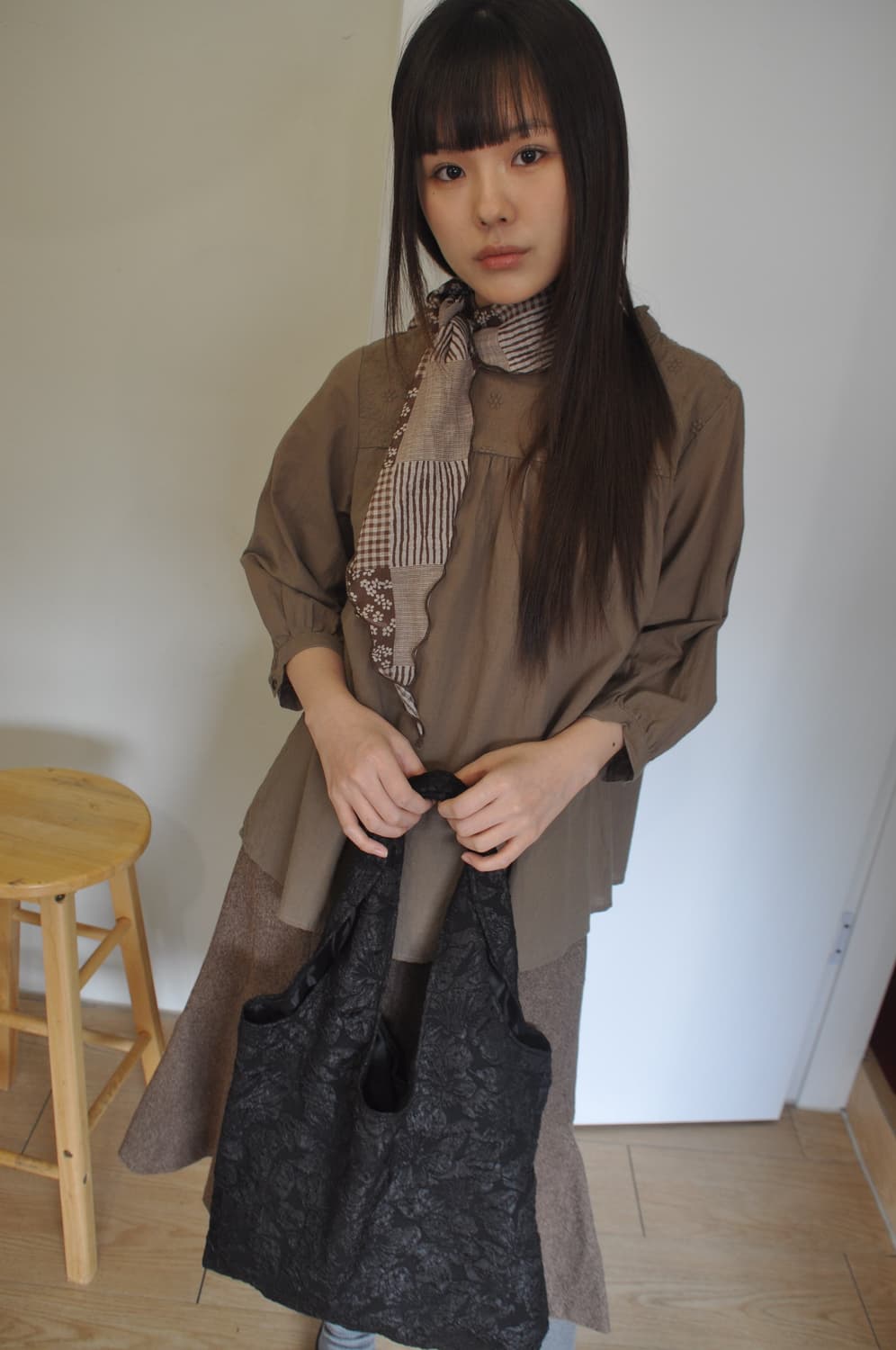 빈티지 카키 블라우스 상품이미지3