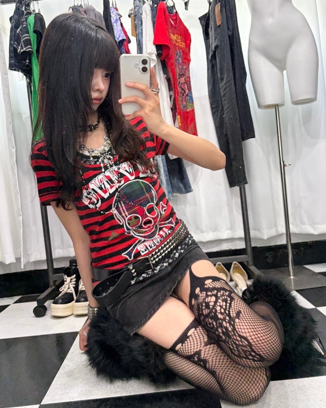 🎸레드 스트라이프 펑크 티셔츠🎸 상품이미지1