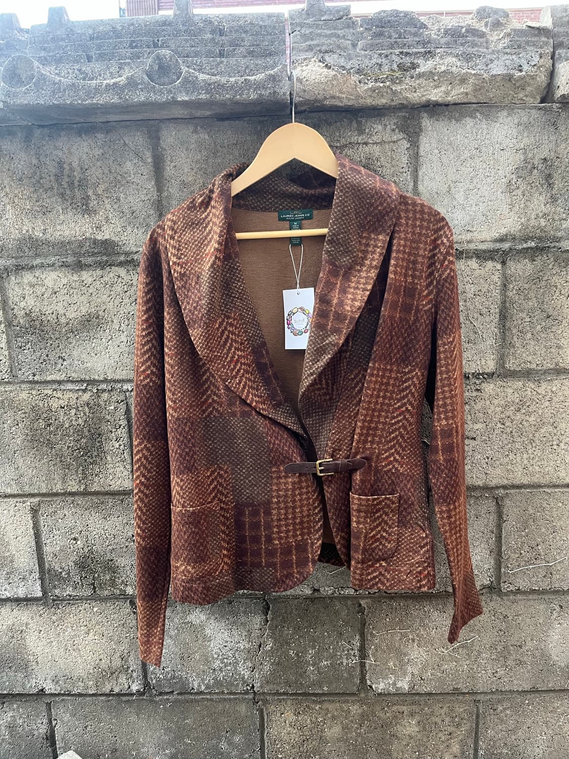 빈티지 Lauren Ralph Lauren 숄칼라 가죽 버클 자켓 M 상품이미지1
