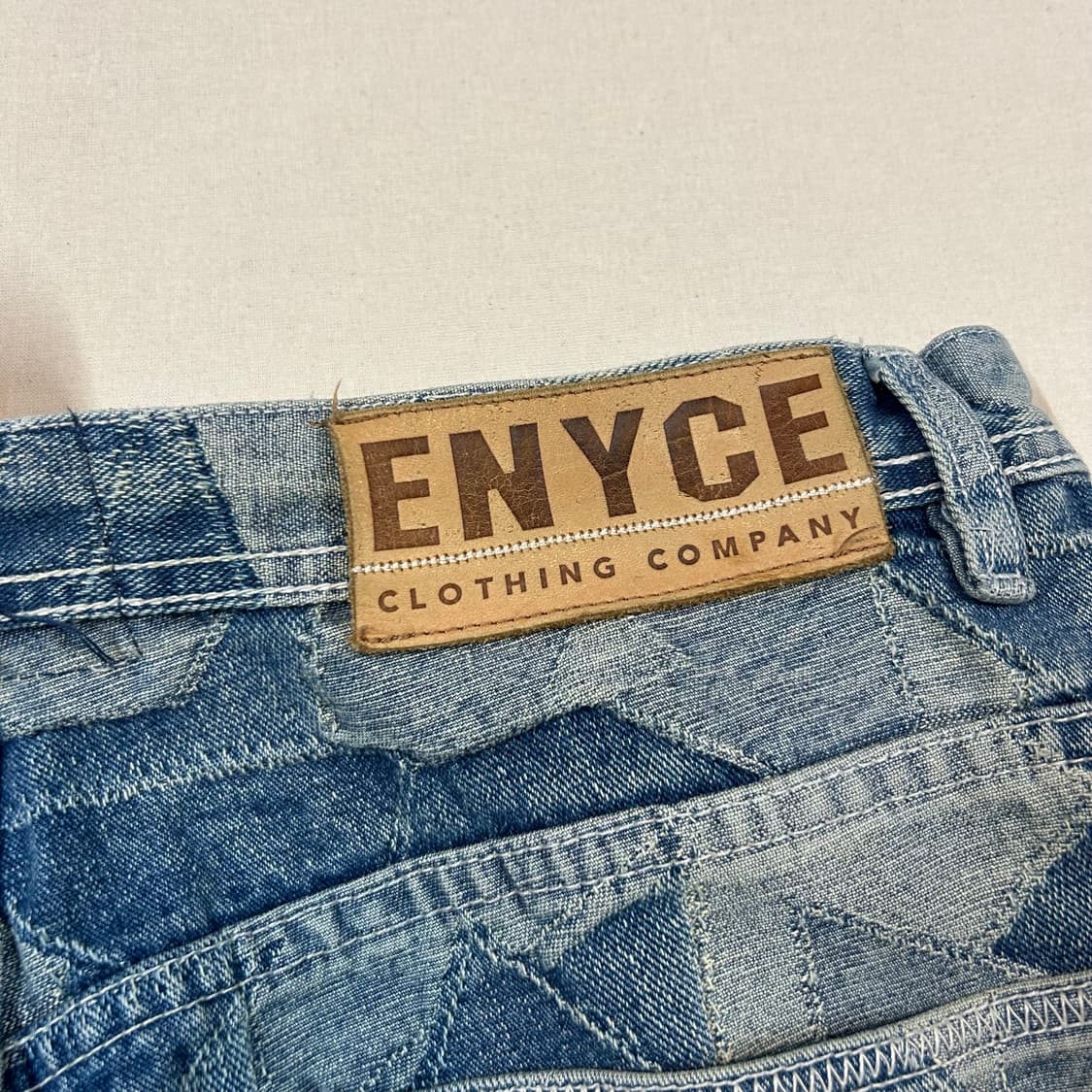 36inch) 에니체(ENYCE) 별 패치워크 와이드 데님 팬츠 상품이미지3