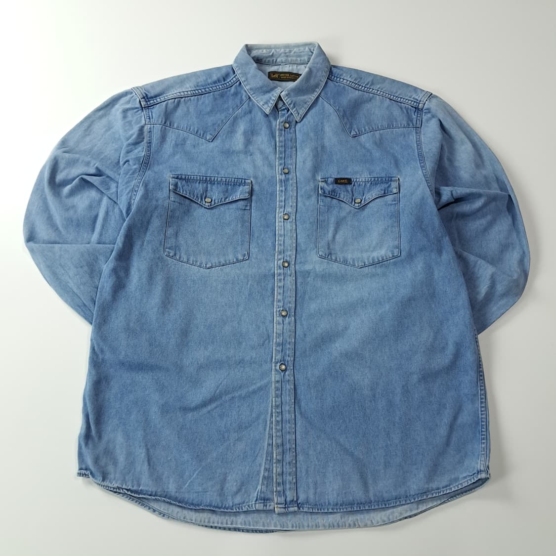 CJ385 XL 리 LEE 80s 미국판 라이트블루 데님 웨스턴 셔츠  상품이미지1