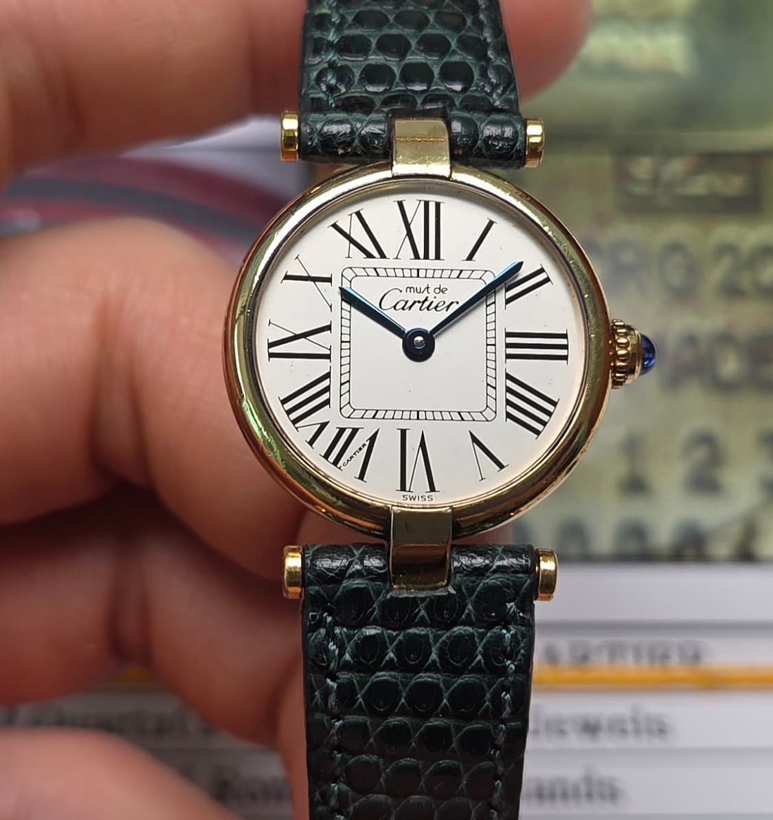 빈티지 까르띠에 머스트드 방돔 실버로만 쿼츠 디버클 여성용 (감정서 포함 상품이미지3