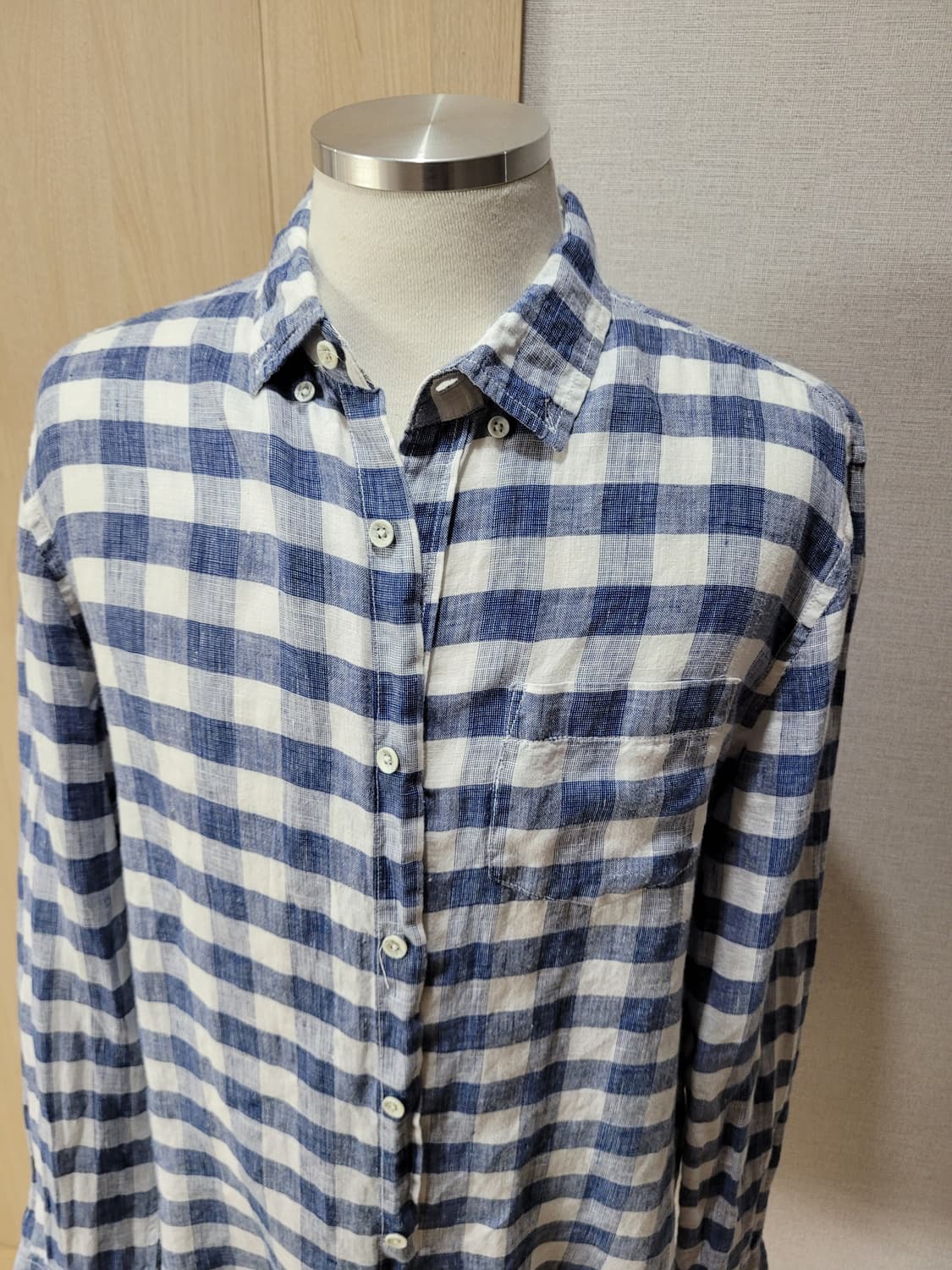 유니온베이 Unionbay 남자 린넨 체크셔츠 105 블루 상품이미지2